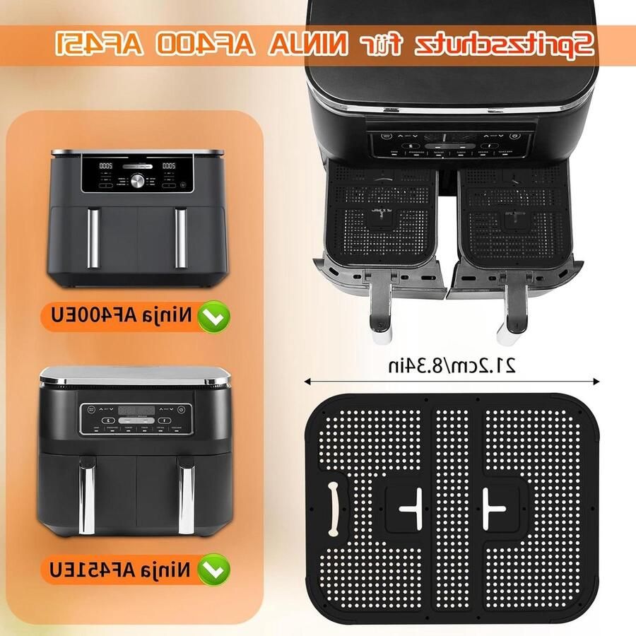 2 stuks siliconen spatbescherming voor heteluchtfriteuse Ninja Foodi Max Dual Zone AF400EU & AF451EU accessoires bescherming