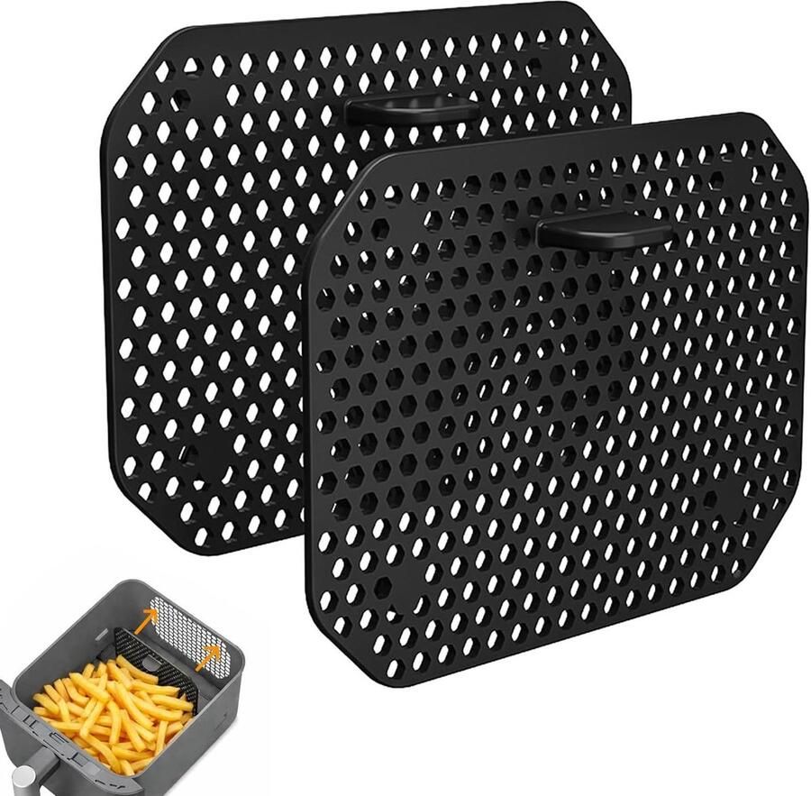 Siliconen spatbescherming Airfryer accessoires Vetvrij koken Verlengt levensduur apparaat 2 stuks Zwart