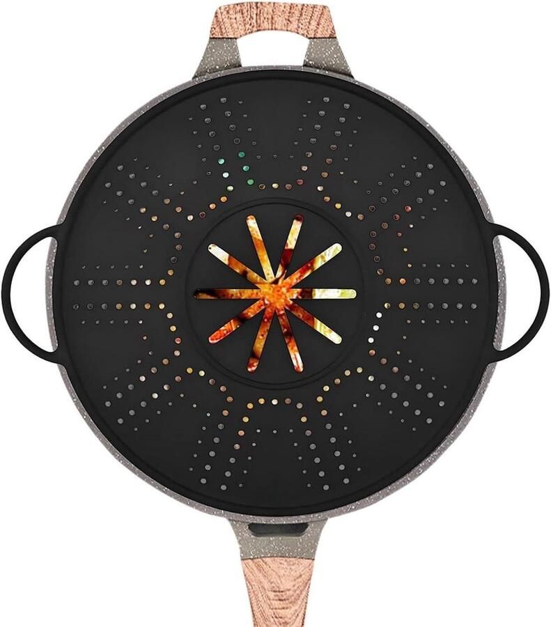 Siliconen spatdeksel Hittebestendig deksel Koken en bakken Appartement-vriendelijk 34 x 278 cm Zwart
