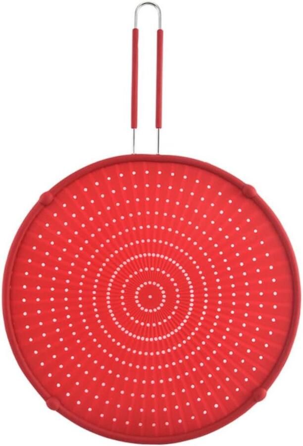 Siliconen Spatscherm Olievanger Vetvanger Koken Zonder Vlekken Ergonomisch Handvat 52 x 32.5 cm Rood