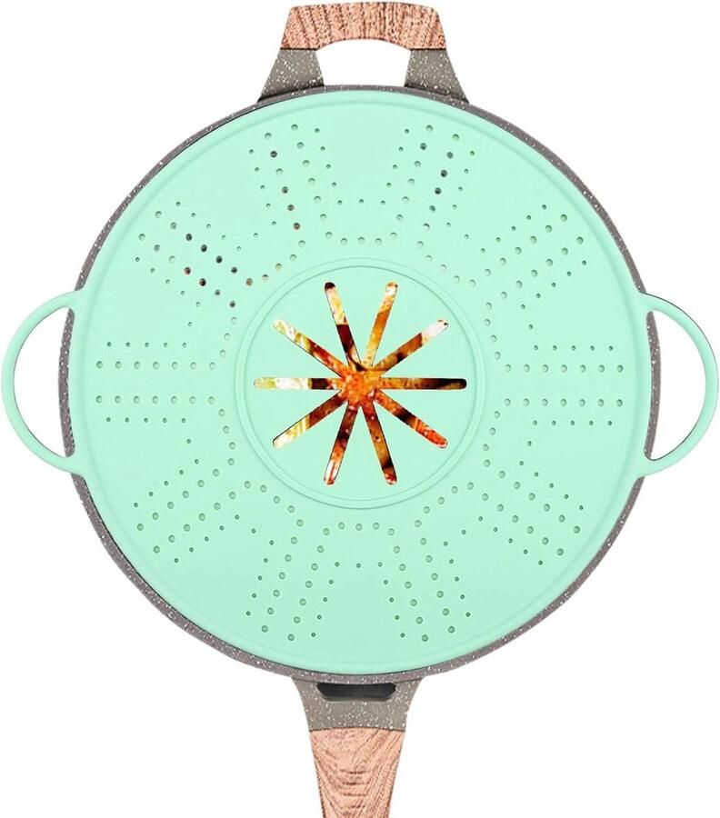 Siliconen Spatscherm Vet Vanger Schoon Koken Fijnmazig Gaas 25-30 cm Groen