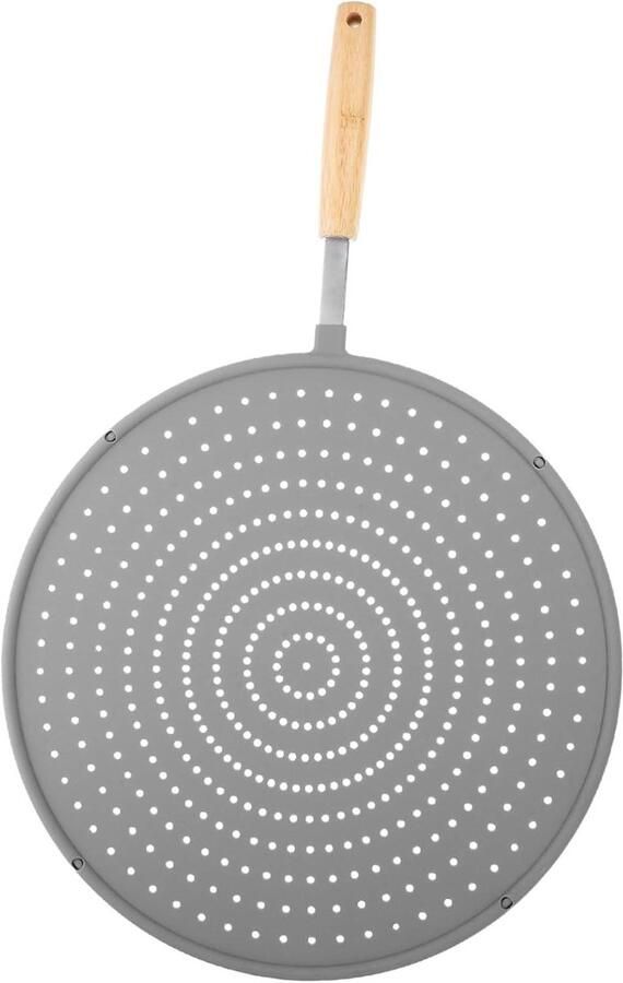 Siliconen Spatscherm Vetvanger Deksel Koken Zonder Spetters Hittebestendig Handvat 498 cm Grijs
