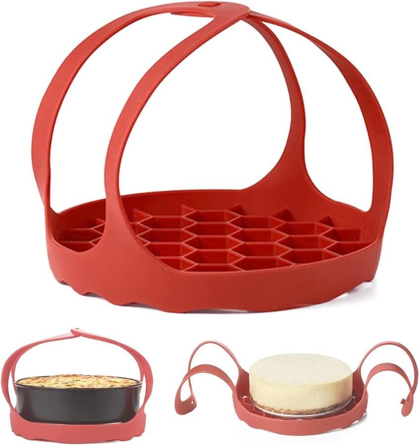 Siliconen Steamer Sling Stoom Mandje Snelkoken Accessoire Hittebestendig Materiaal 13cm Diameter Rood