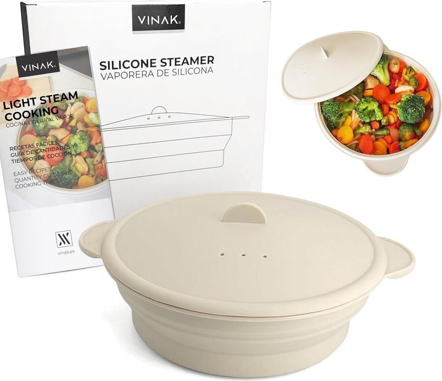 Siliconen Stomer voor Magnetron en Oven 1200 ml Opvouwbare Stoomkoker voor Gezond Koken