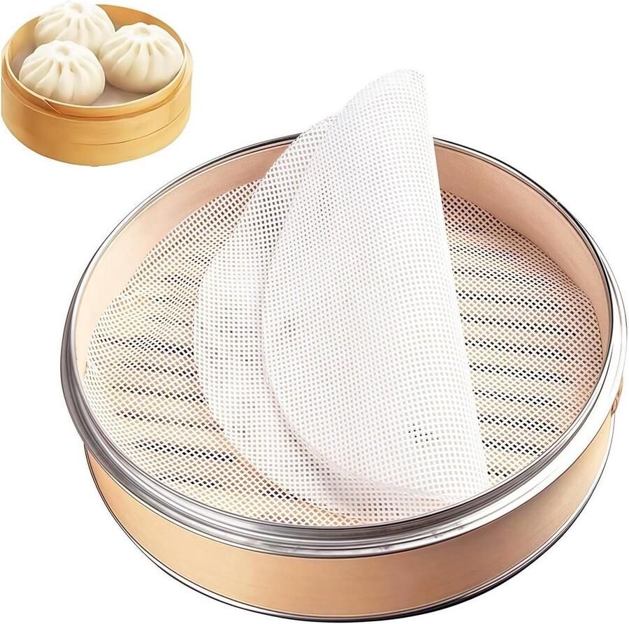 Siliconen Stoominzetstukken Dampmatten Bakmatten Koken en Bakken Geavanceerd Anti-aanbak 20 cm Diameter Grijs