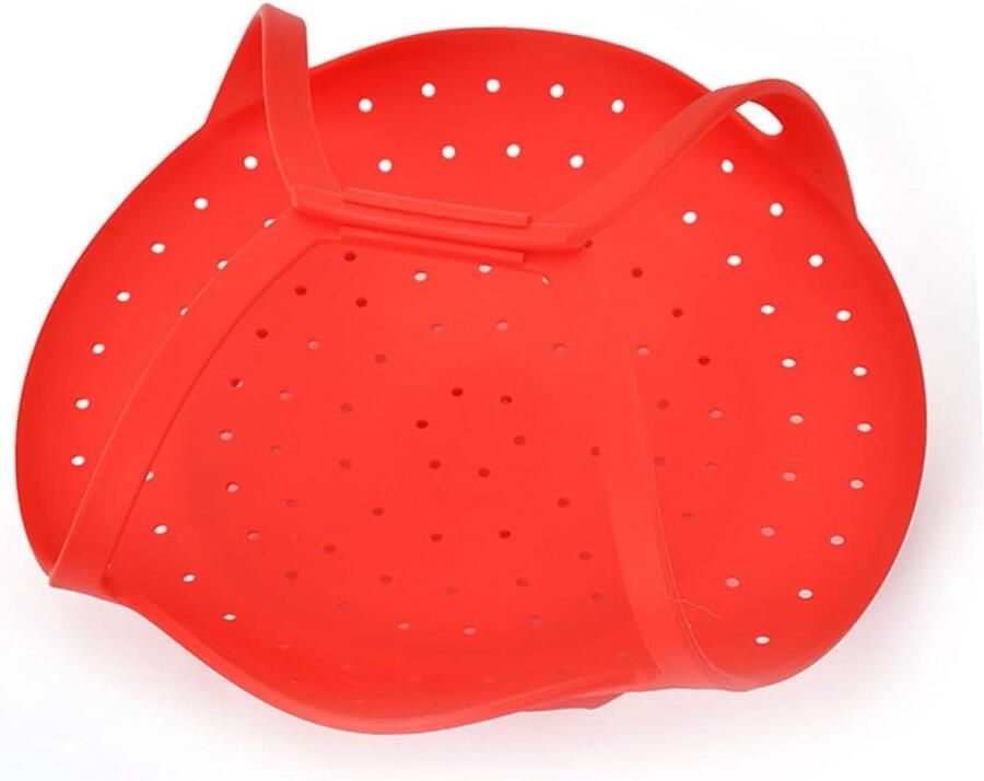 Siliconen Stoommand Vouwbare Stomer Gezond Koken Vaatwasserbestendig 24 x 24 x 5.5 cm Rood