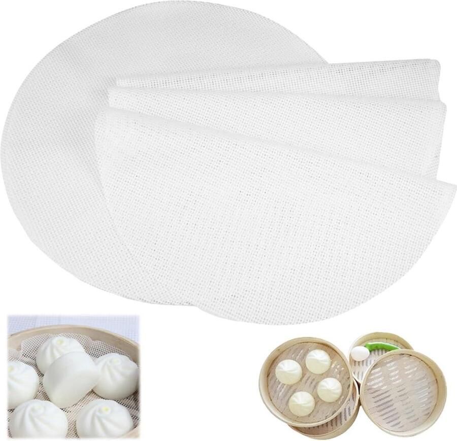 Siliconen Stoommat Antiaanbak Stoommat Gezond Koken Herbruikbaar Ademend Net 30 cm Rond Wit