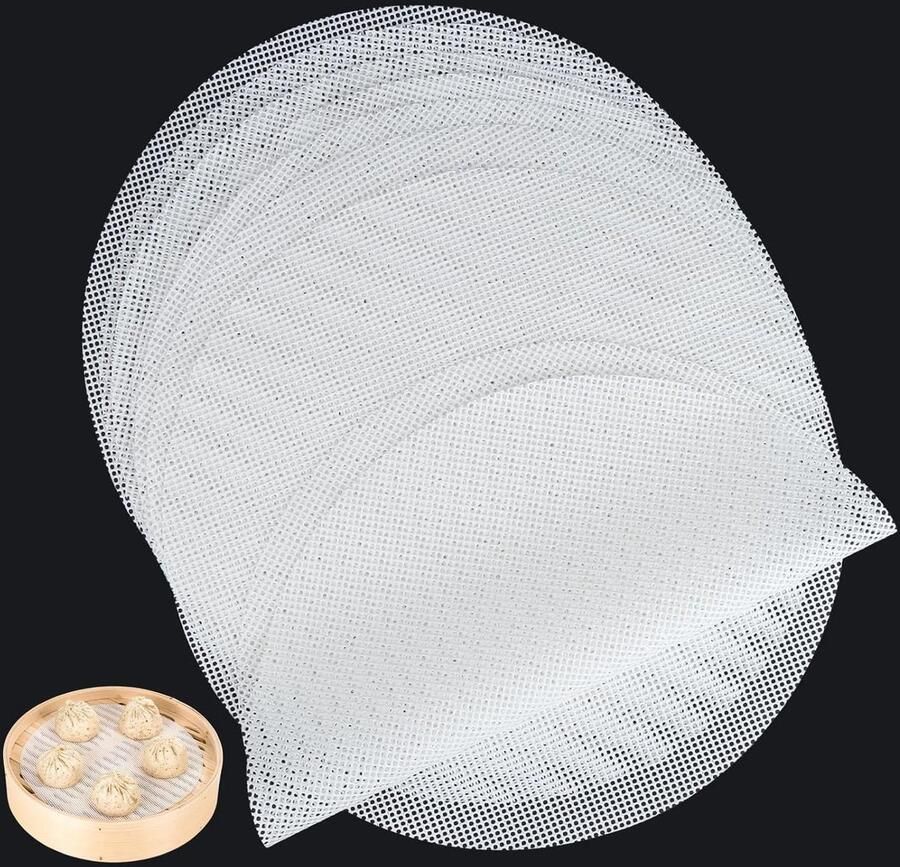 Siliconen Stoommatten Knedeldermatten Stoomkussens Gezond Koken Dubbelzijdig Antiaanbak 25 cm Wit
