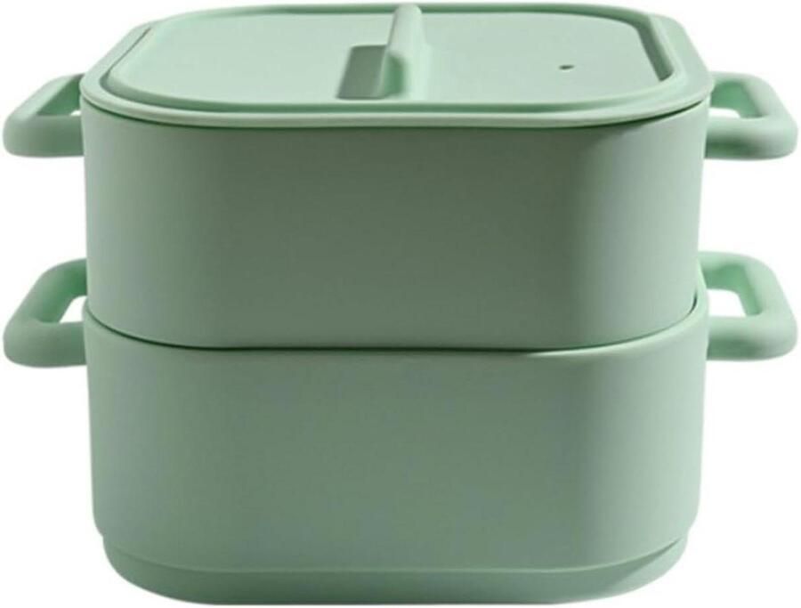 Siliconen Stoompan Magnetron Kookkom Gezond Koken Hittebestendig Handvat 22 x 17 x 14 cm Groen
