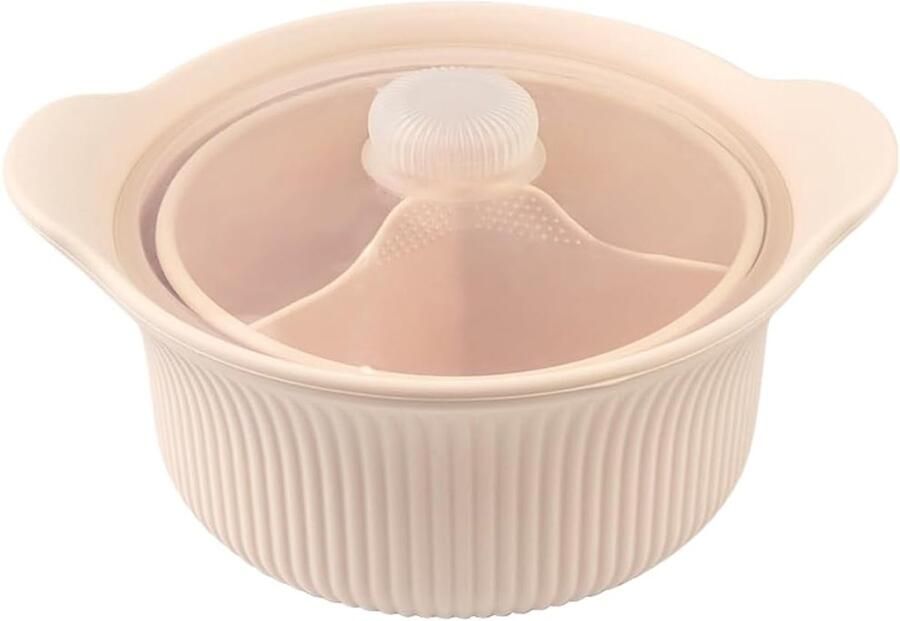 Siliconen Stoompan Magnetron Pan Gezond Koken Antislip Basis 22.8 x 22.8 cm Beige