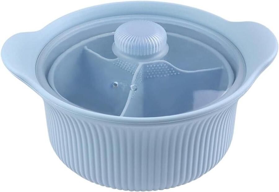 Siliconen Stoompan Magnetron Pan Gezond Koken Transparant Deksel 22.8 cm Blauw