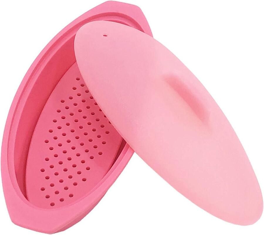 Siliconen Stoompan Stoomkoker Gezond Koken Met Handgrepen 26 cm Roze