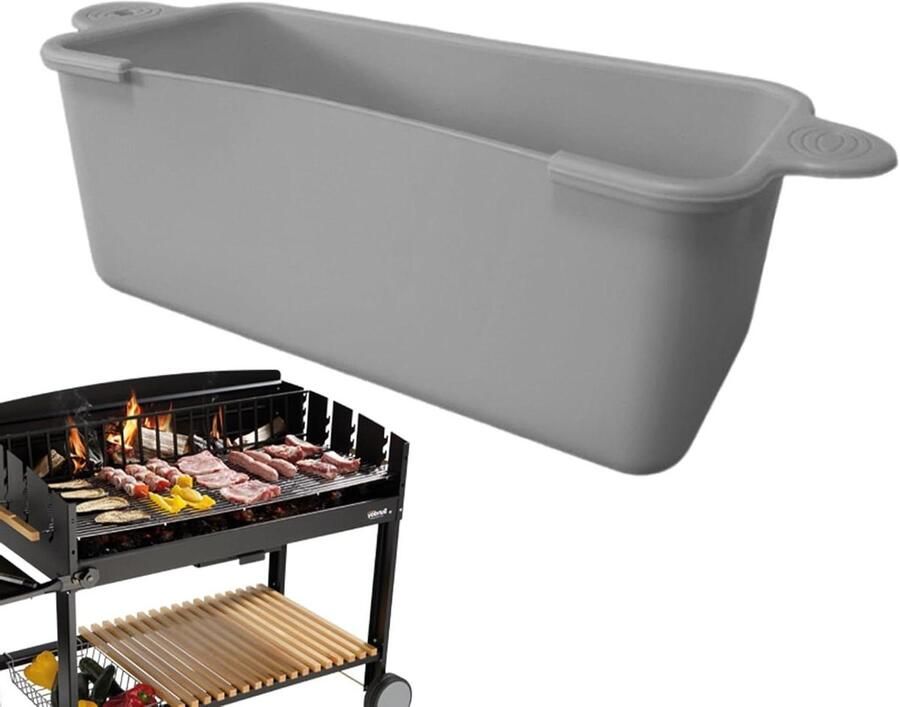 Siliconen Vetbekervoeringen Grillvet Opvangbak Grillen Schoonhouden Hittebestendig Materiaal 17.5 x 7.7 x 7 cm Grijs