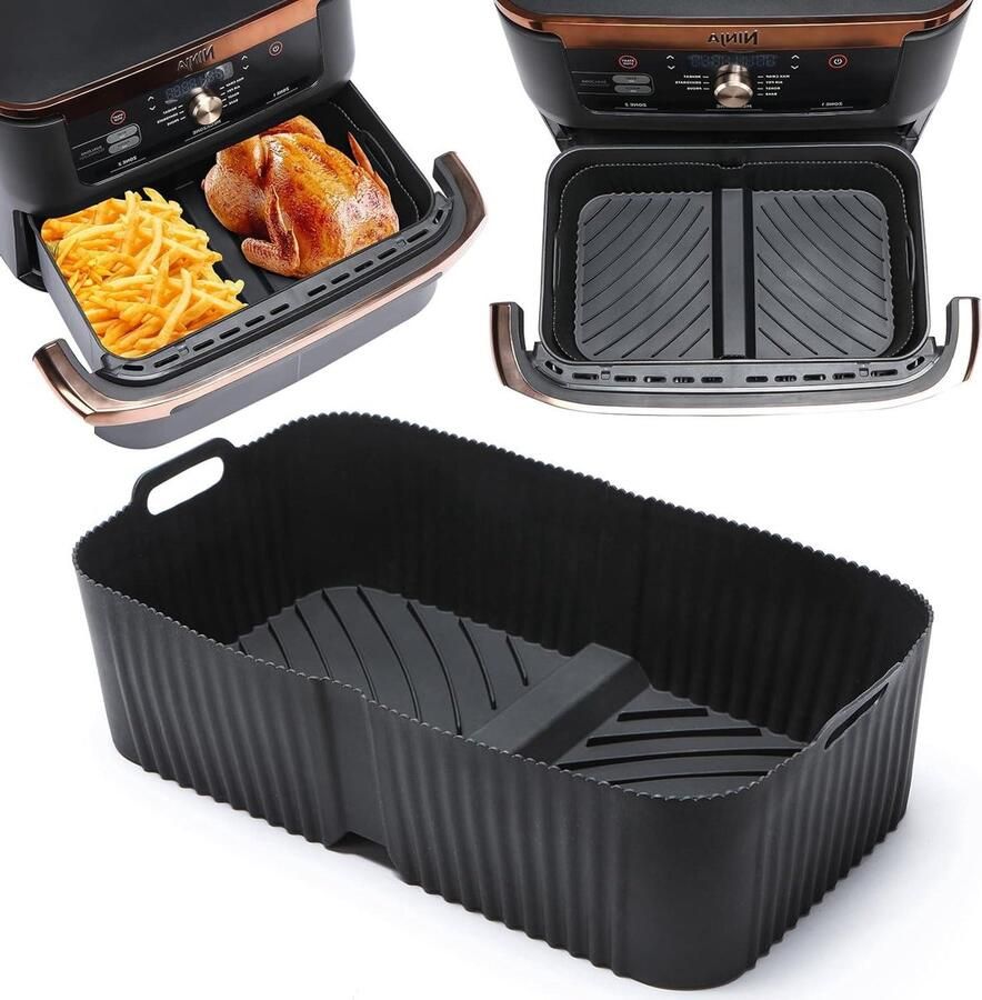 Siliconen voeringen met extra hoogte voor Ninja Airfryer AF500UK Herbruikbare accessoires voor Ninja Foodi Flexdrawer Dual Air Fryer