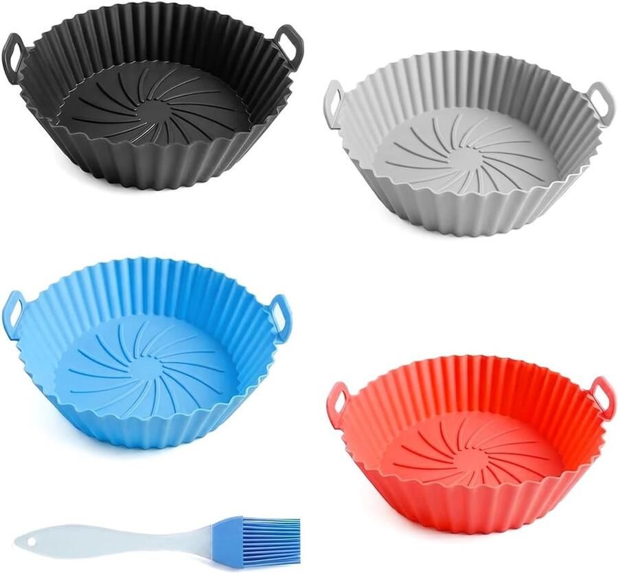 Siliconen vorm airfryer 16 5 cm 4 stuks in kleuren herbruikbare bakvorm ideaal voor heteluchtfriteuse ShopVlot