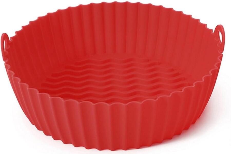 Siliconen vorm Airfryer mand Gezond koken Gelijkmatige verwarming 25 cm Rood