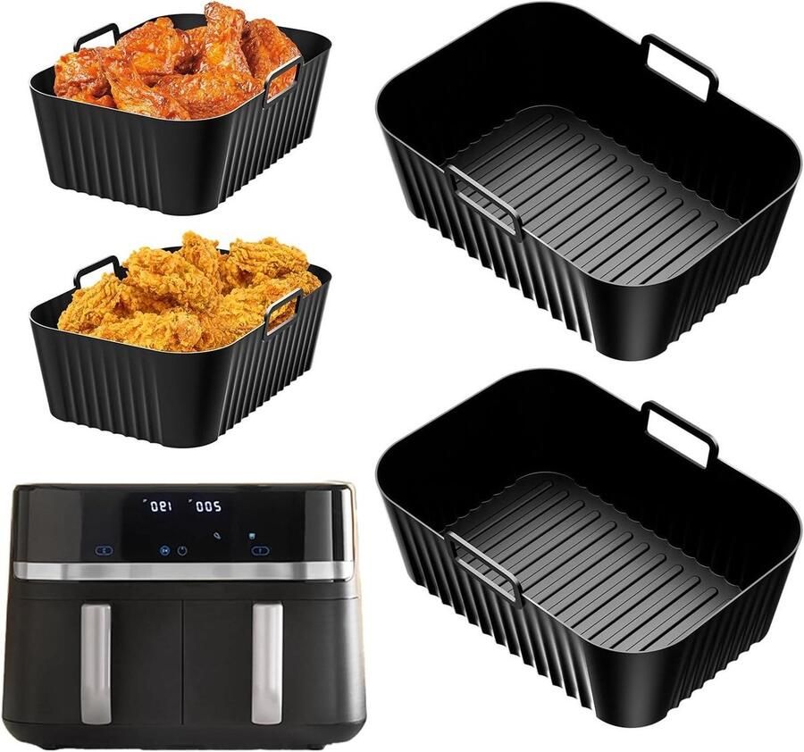 Siliconen Vorm Heteluchtfriteuse Airfryer Bakvorm Hygiënisch Koken Dubbele Zone Compatibel 9 L (2 x 4.5 L)