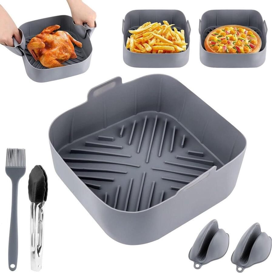 Siliconen bakvorm Airfryer accessoires Lekker koken Hittebestendig tot 230°C 20 cm Zwart
