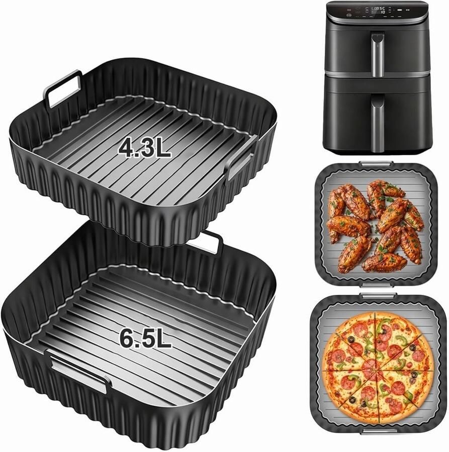 Siliconen vorm voor airfryer accessoires 10 8L dubbel stapelbaar perfecte compatibiliteit meer kookruimte ShopVlot