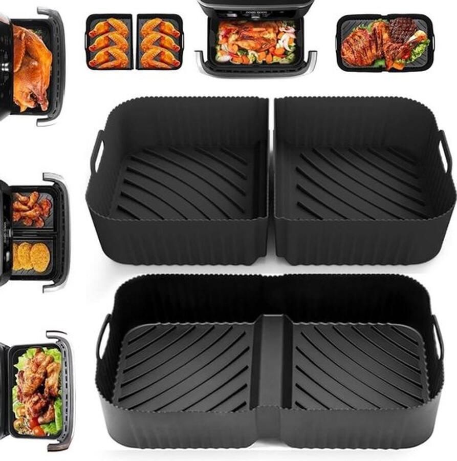 Siliconen vorm voor Airfryer Accessoires Herbruikbare Heteluchtfriteuse Mand Bakvorm Inzetstuk 3 Stuks