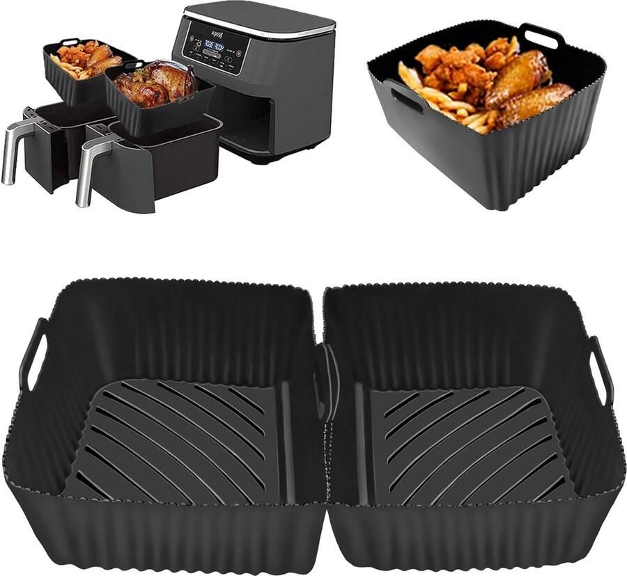 Siliconen vorm voor heteluchtfriteuse accessoires luchtbraden siliconen liner Ninja Foodi Flexdrawer AF500EU AF500UKCP 10.4 L Air Fryer accessoires 2 x 52 l Dual Air Fryer gemakkelijk schoon te maken