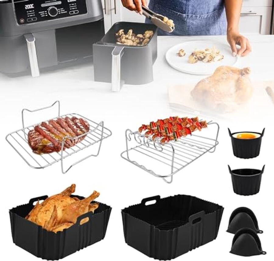 Siliconen Vorm voor Heteluchtfriteuse Herbruikbare Accessoires voor Airfryer Grillpan voor 7 6L & 9 5L 8 Stuks
