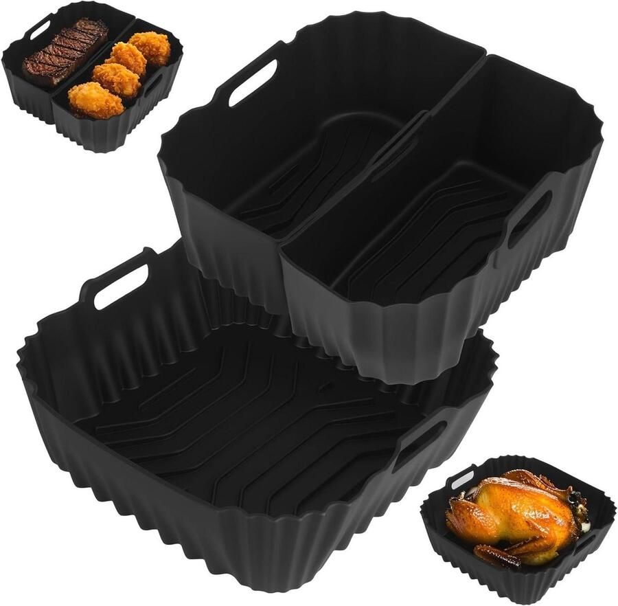 Siliconen Vormen Airfryer Accessoires Bakken en Braden Herbruikbaar en Vaatwasmachinebestendig 3 Stuks Grijs