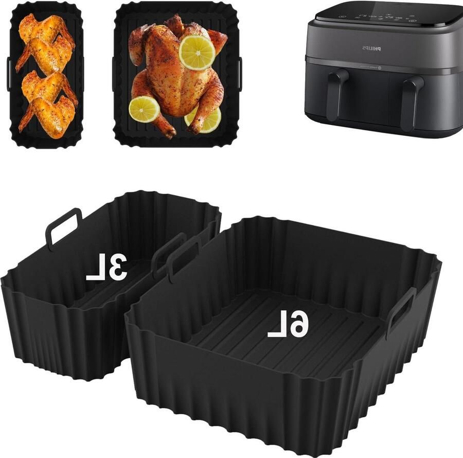 Siliconen Vormen Airfryer Accessoires Keuken Schoonhouden Voedselveilig Materiaal 2 Stuks Grijs