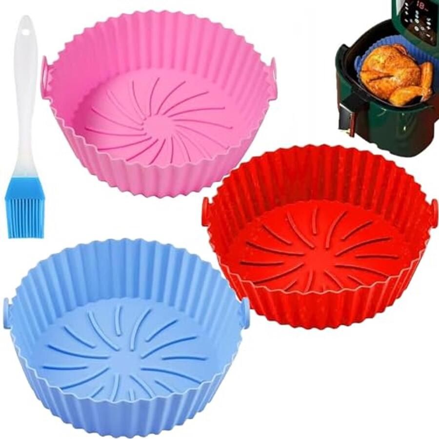 Siliconen vormen voor heteluchtfriteuse Set van 3 herbruikbare en vaatwasmachinebestendige bakvormen