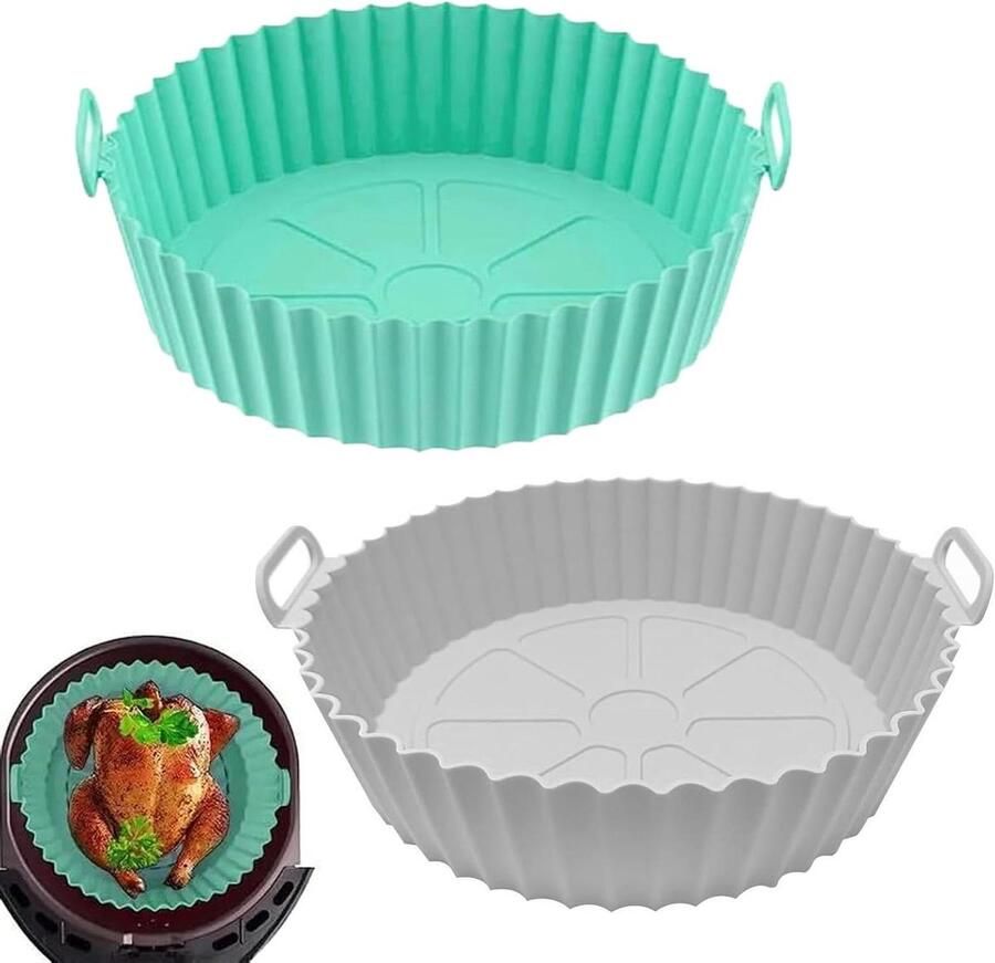 Siliconen vormen voor luchtfriteuse accessoires set van 2 stuks geschikt voor airfryer mand en pan oven Large