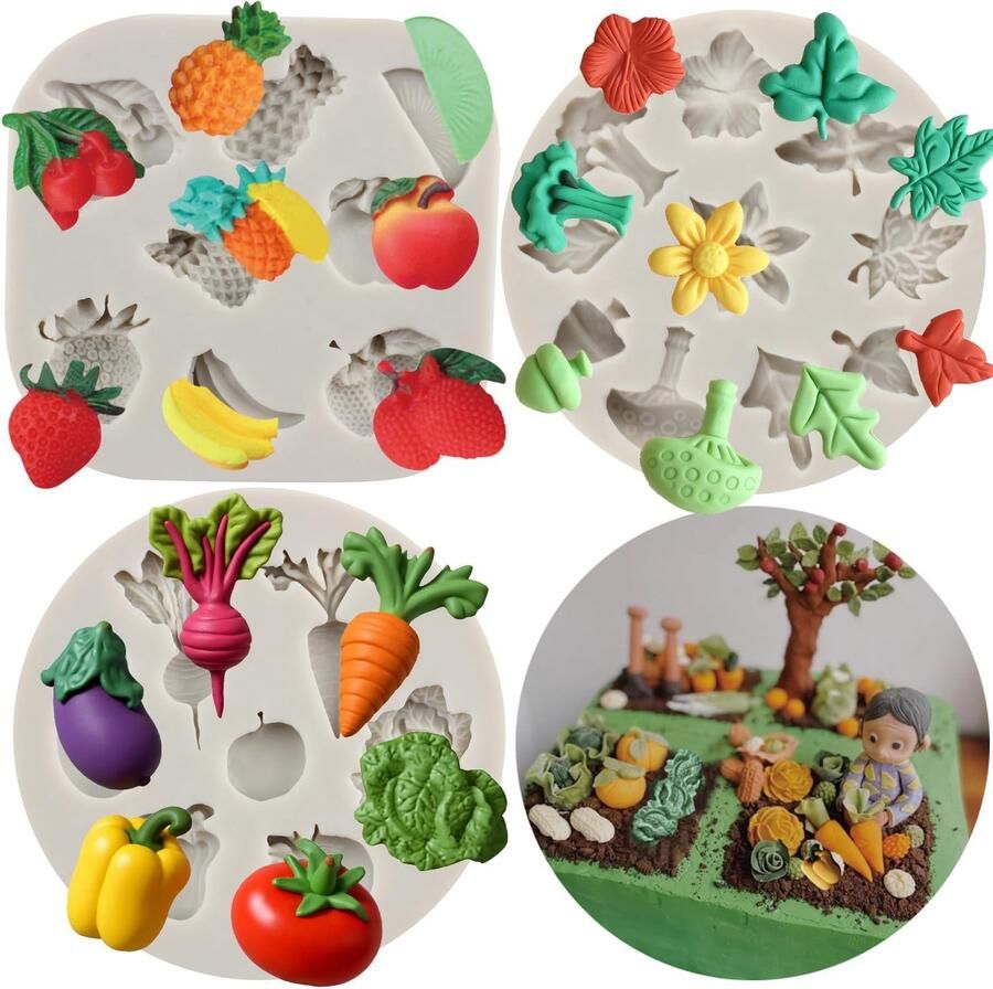 Siliconen vormset groenten en fruit set van 3 veilig en praktisch ideaal voor snoepbakken ServiceTopper