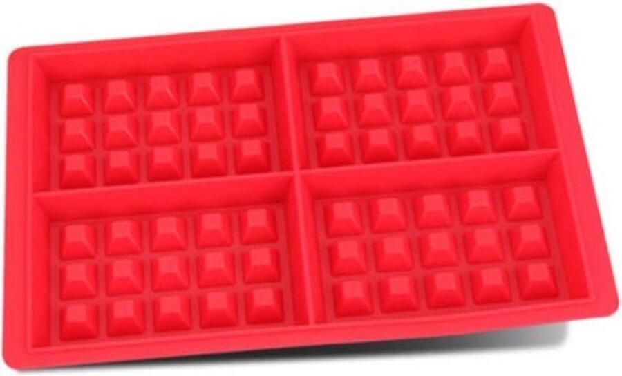 Siliconen wafelvorm 4 wafels in 1 mal Rood Eenvoudig schoon te houden Snel genieten van wafels ShopVlot