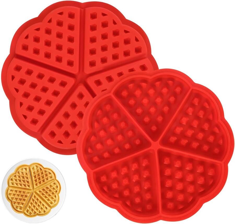 Siliconen wafelvorm 5 putten herbruikbare hartvorm anti-aanbaklaag ideaal voor airfryer ShopVlot