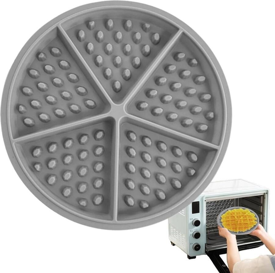Siliconen Wafelvorm Bakplaat Ronde Vorm Lekkere Wafels Bakken Makkelijk Schoon te Maken 17.5 x 17.5 cm