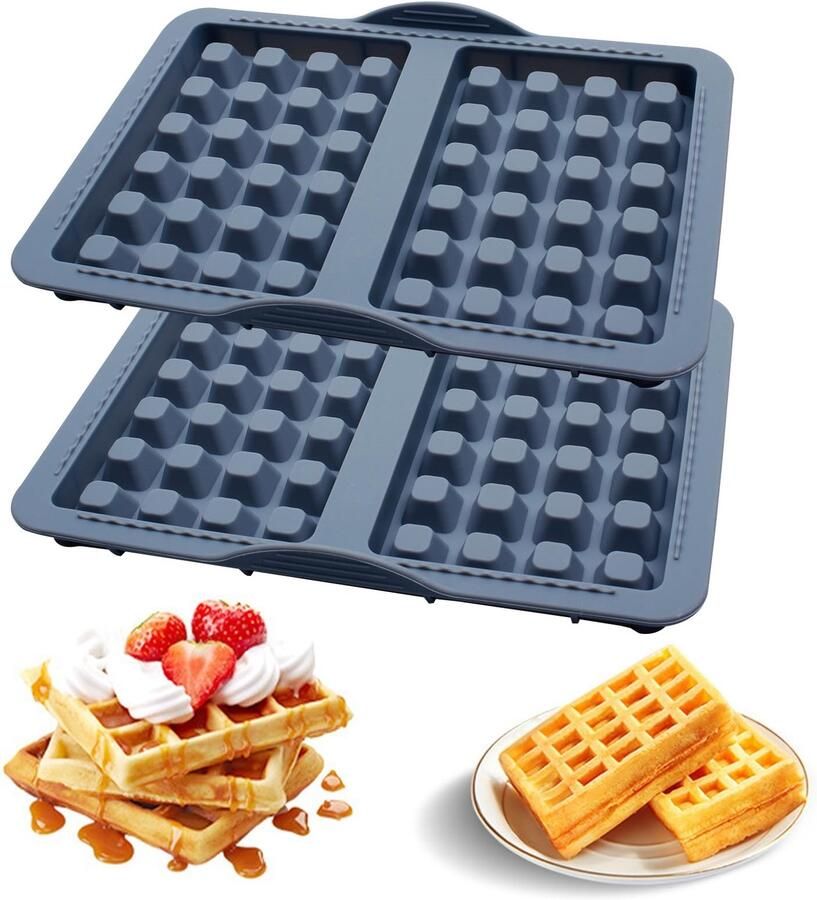 Siliconen Wafelvorm Set van 2 voor 4 Wafels
