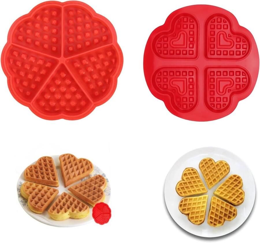 Siliconen wafelvorm voor airfryer Wafelpan met 4 of 5 holtes voor gezinnen en bakkerijen