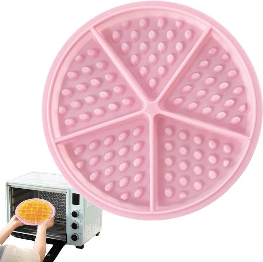 Siliconen Wafelvorm Wafelbakvorm Wafelijzer Wafels Bakken Antiaanbaklaag 17.5 x 17.5 x 1 cm Roze - Foto 1
