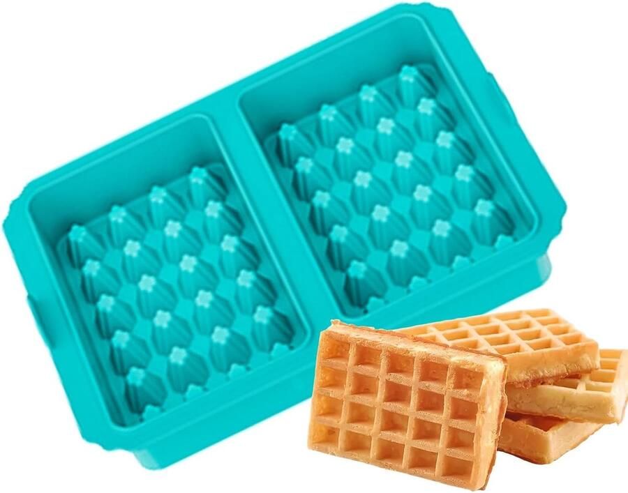 Siliconen Wafelvorm Wafelmal Bakplaat Zelf Wafels Bakken Antiaanbaklaag 21 x 16 x 4 cm Groen
