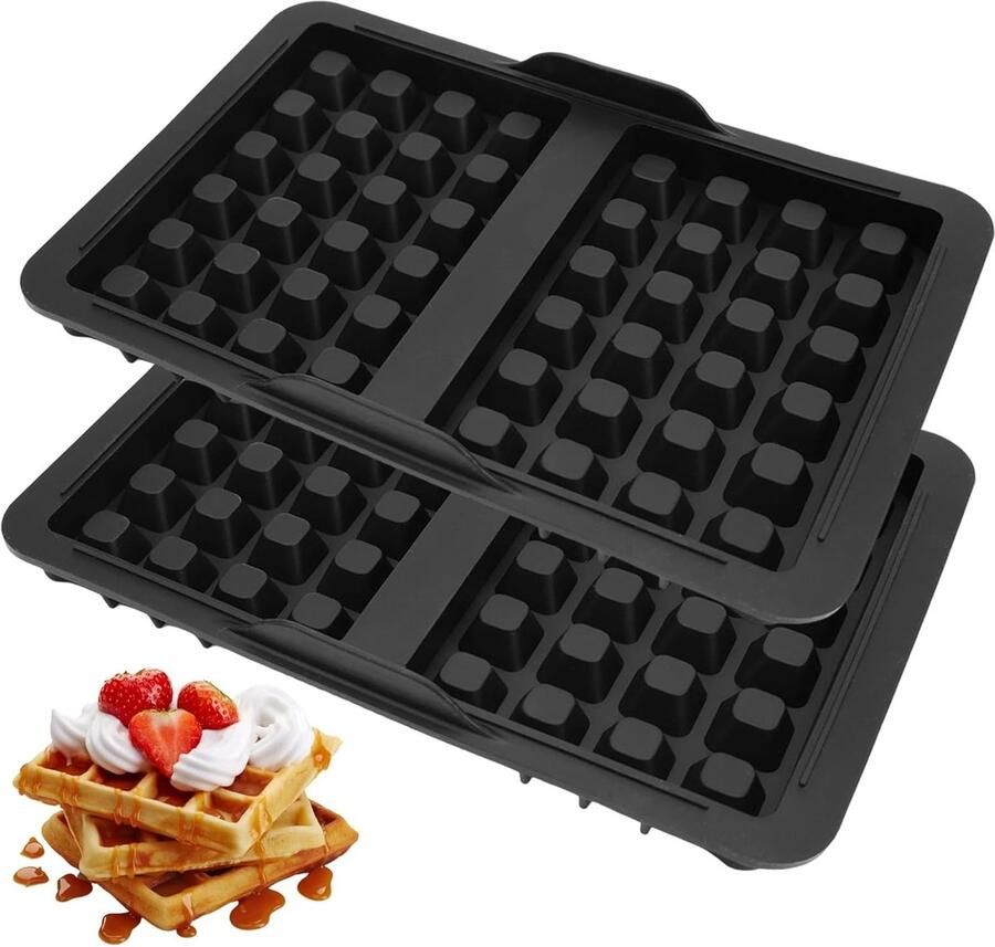 Siliconen wafelvormen voor Belgische wafels Stapelbare set van 2 geschikt voor airfryer en oven ideaal voor bakken