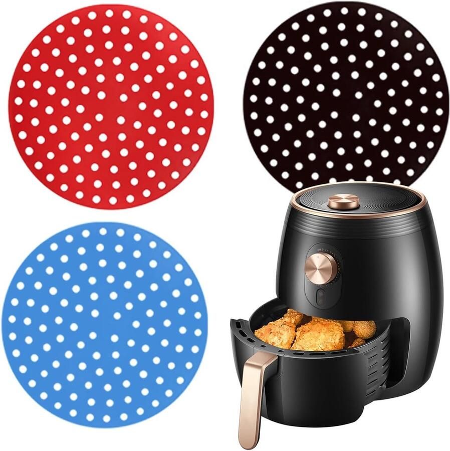 Siliconenmat voor airfryer antiaanbakmat voor airfryer herbruikbare siliconenmat van voedselkwaliteit antiaanbak- en hittebestendig accessoire voor airfryer 3-pack