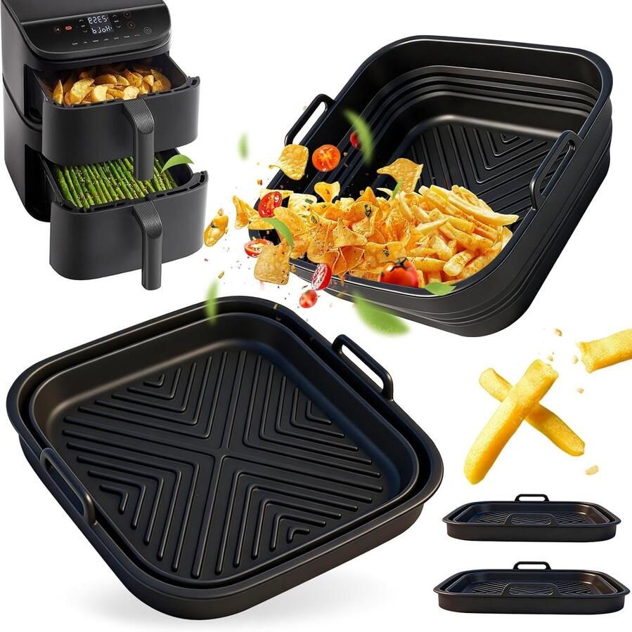 Siliconenvorm voor heteluchtfriteuse voor COSORI Turbo Tower Pro 10 8L 2 stuks herbruikbare accessoires voor heteluchtfriteuse (6 5L 4 3L) COSORI Turbo Tower Pro Smart 10 8L