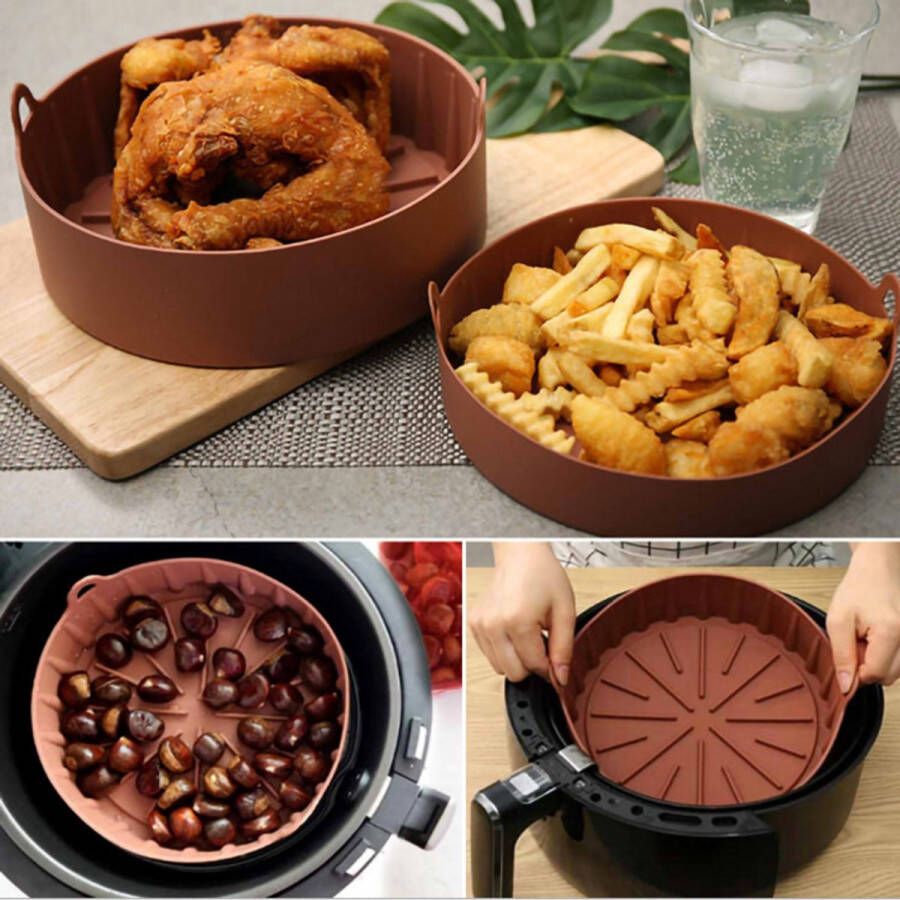 Silikonform Voor Airfryer Bakvorm Hittebestendig & Wiederverwendbaar 1 Stuk Koffiekleur