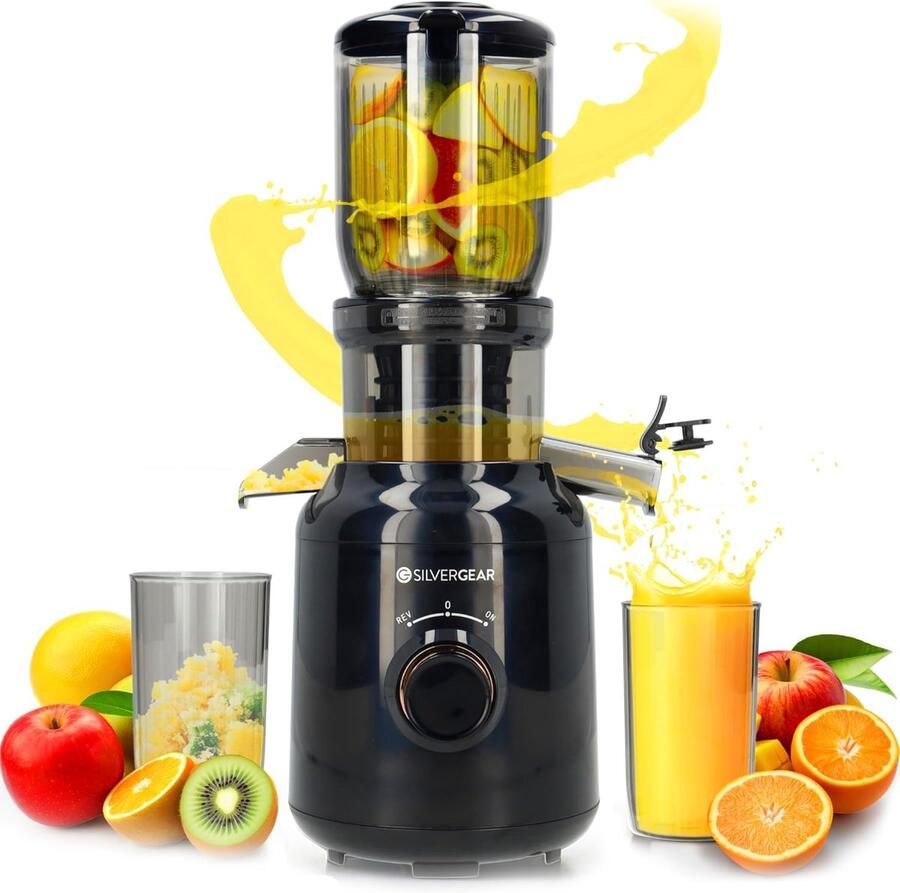 Slowjuicer Elektrisch Sapcentrifuge Vruchten Gezonde Drankjes Maken Krachtige Motor 60 RPM 450 Milliliter Zwart