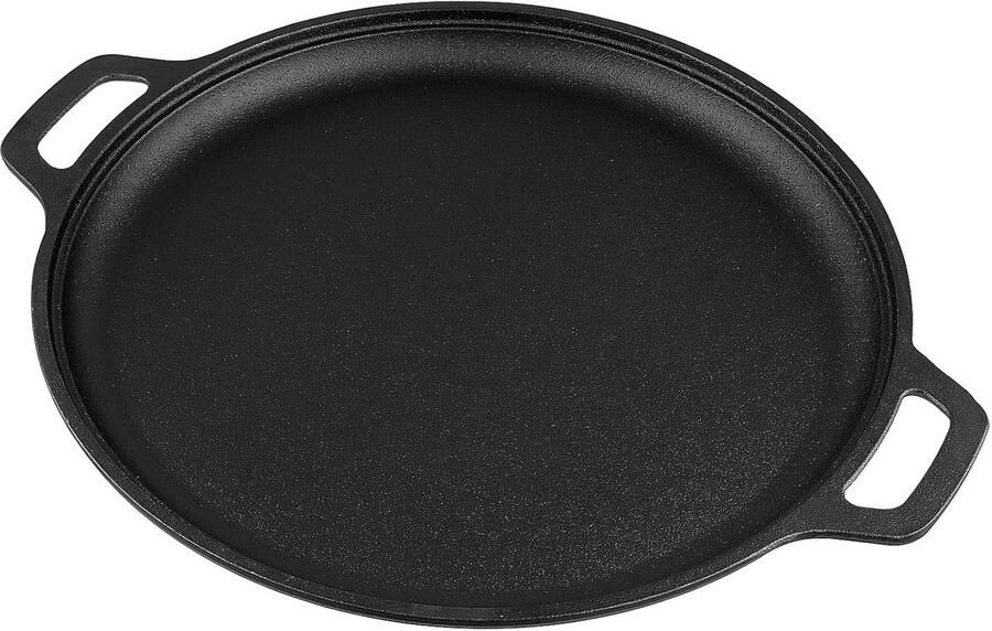 SINJEUN Gietijzeren grillpan 30 cm diameter zwart grillplaat met handgreep gietijzeren pan voor keuken grill en serveerpan