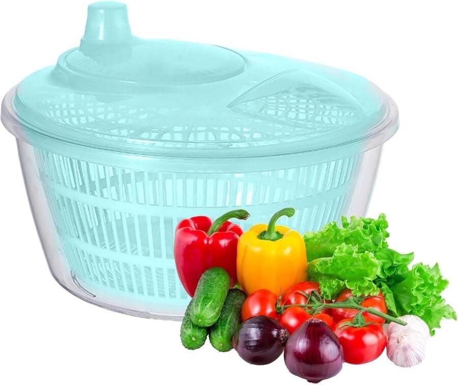 Sla centrifuge Groente droger Salades Maken Efficiënte waterafvoer 22.8 x 17.5 cm Blauw