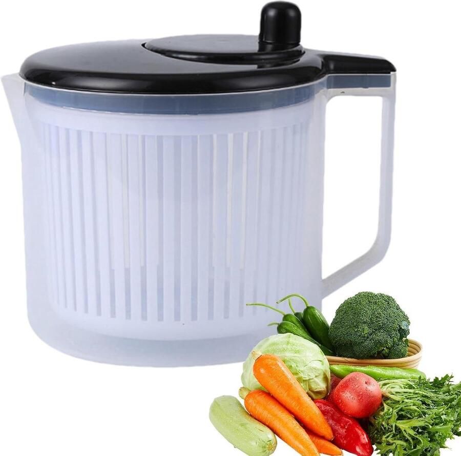 Sla centrifuge Keukenhulp Groente Salades Maken Multifunctioneel Droger Zeef 22 x 18.5 cm Wit