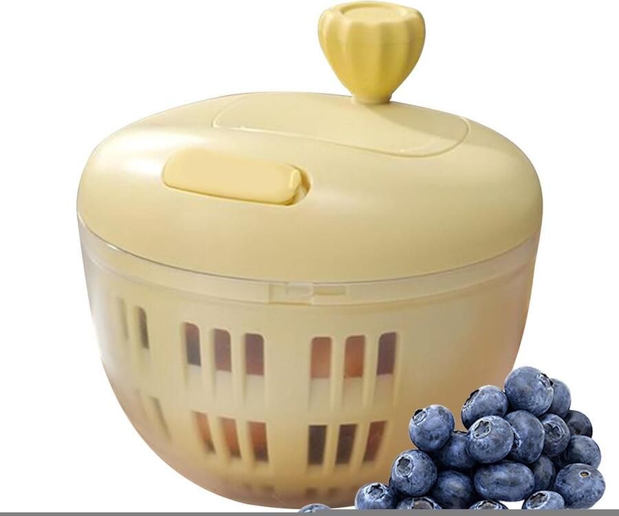 Sla droger Groentewasmachine fruitreiniger Snelle saladebereiding Antislip basis 800 ml capaciteit Geel