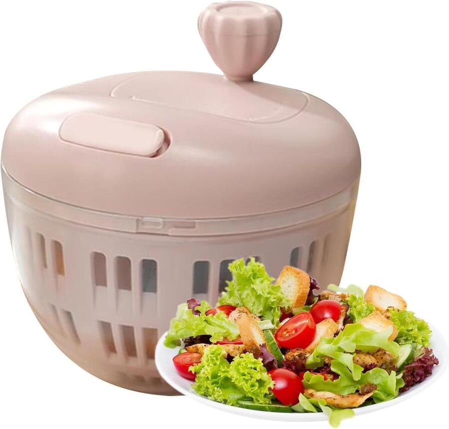 Sla droger Salade waskom Keuken voorbereiding Antislip bodem 800 ml Roze