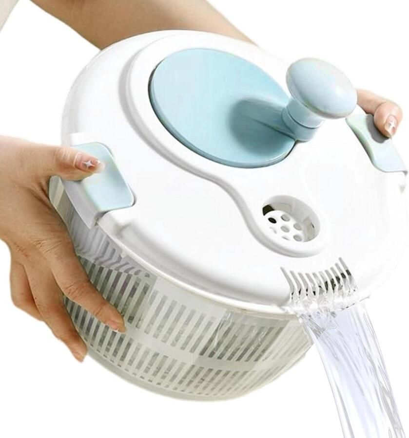 Sla Spinner Groente Wasmachine Maaltijd Prep Stille Hand Crank 5L Capaciteit Wit