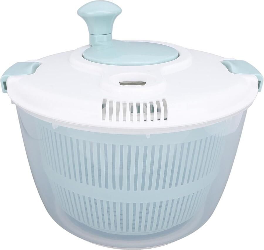 Slacentrifuge 5 Liter Groentedroger Kom Snel Salade Drogen Eenvoudige Bediening 25cm Breed Transparant Blauw